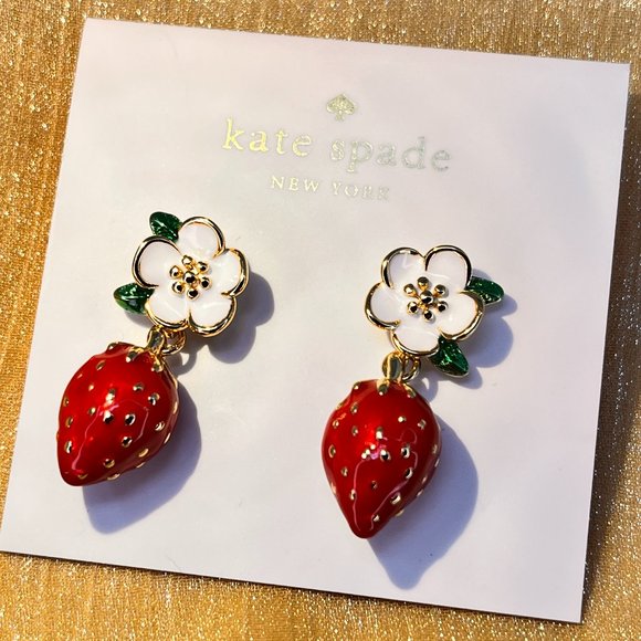 Kate Spade Picnic Perfect Strawberry Drop Earrings - Picture 1 of 10